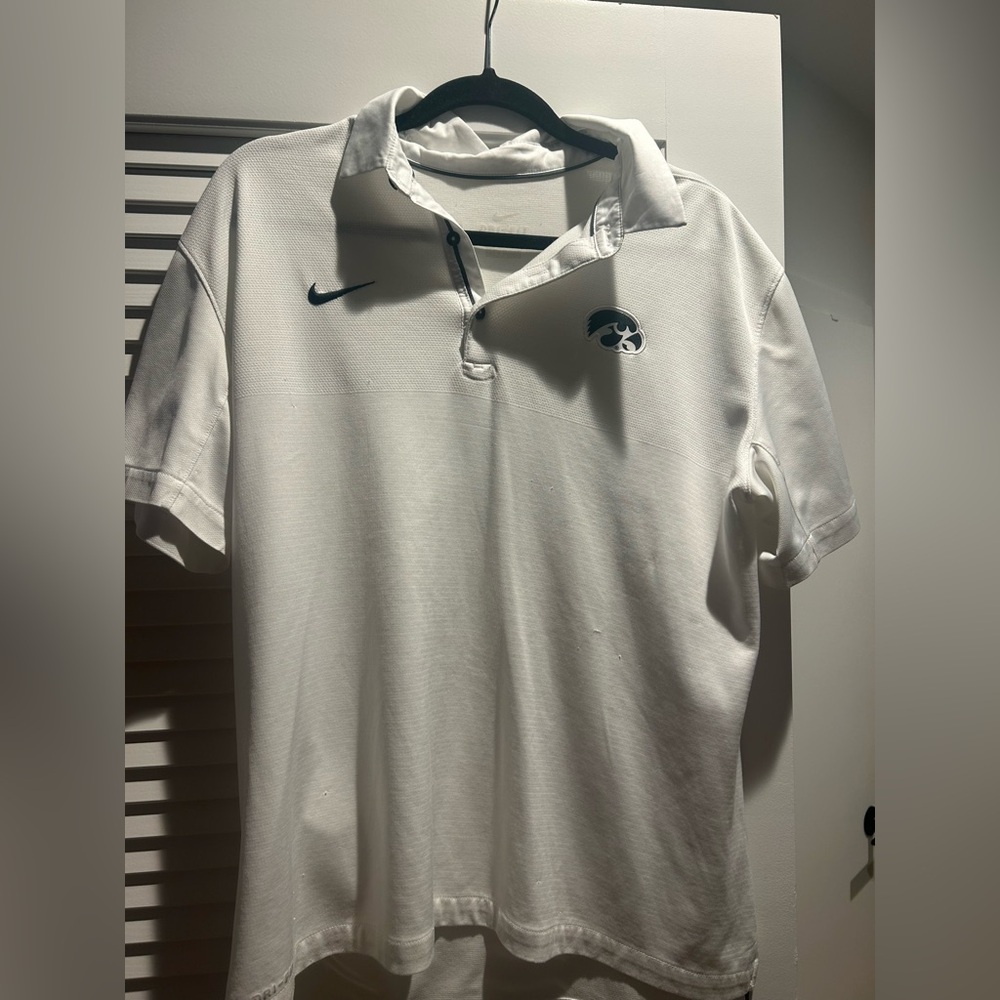 Nike White Men’s Polo with Black Logo Accents